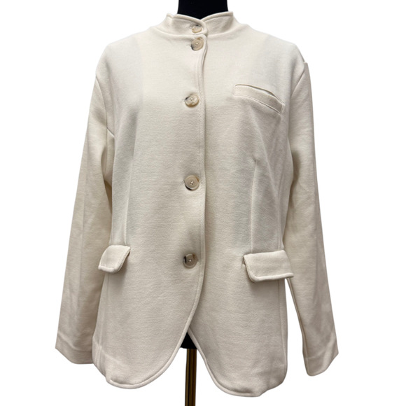 Banana Republic Women’s Cream Knit Military Pique Blazer Size XL Petite NWT - Picture 1 of 7